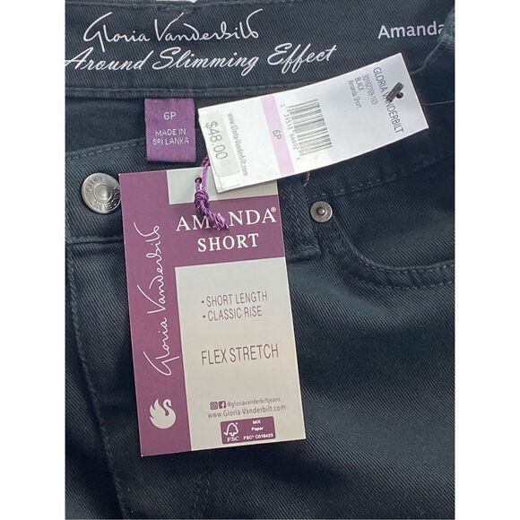 GLORIA VANDERBILT SIZE 6P AMANDA BLACK SHORTS - Picture 8 of 9